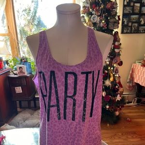 Victoria’s Secret PINK Purple Leopard Low Back Bling Tank Size Large